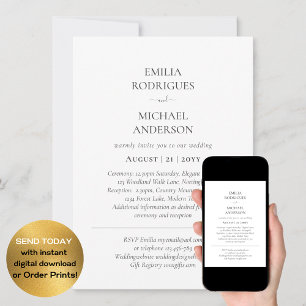 Doubles Sided BILINGUAL Text Only Wedding Boda     Invitation