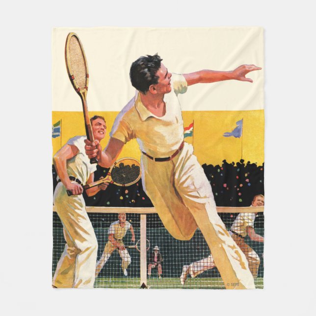 Doubles Tennis Match Fleece Blanket (Front)