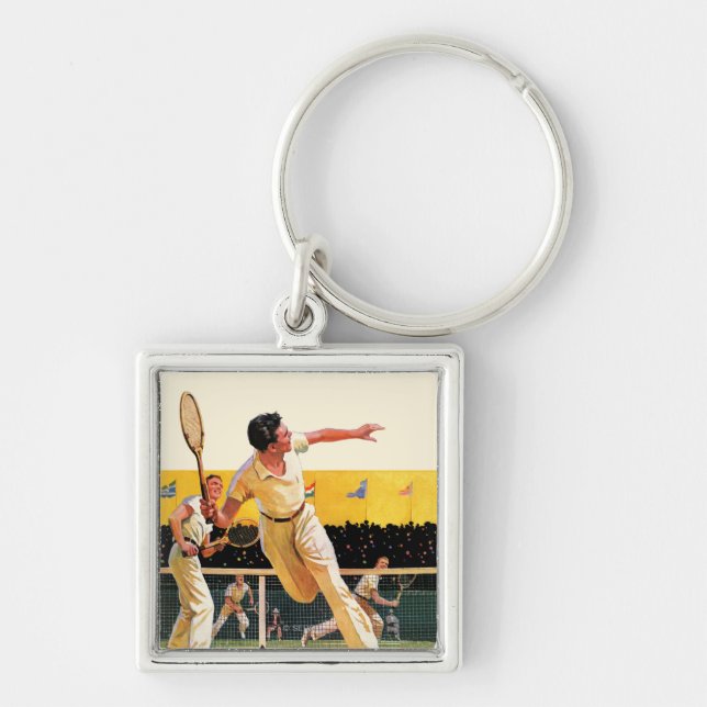 Doubles Tennis Match Key Ring (Front)