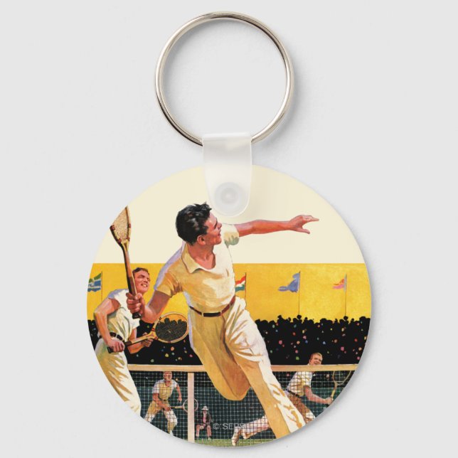 Doubles Tennis Match Key Ring (Front)