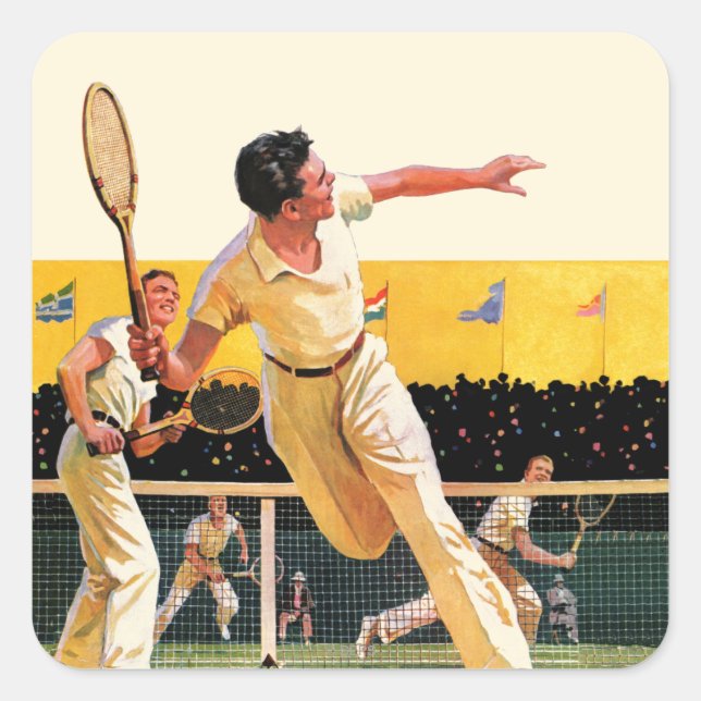 Doubles Tennis Match Square Sticker (Front)