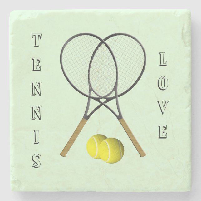 Doubles Tennis Sport Theme Personal Stone Coaster (Front)