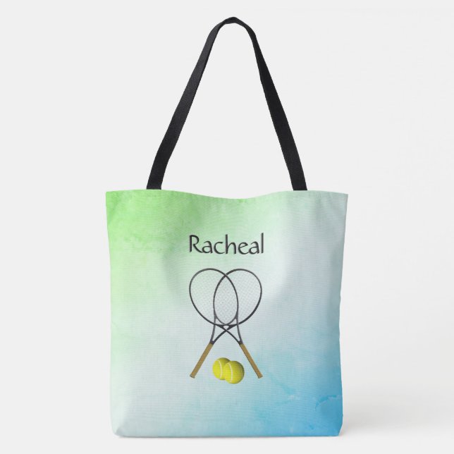 Doubles Tennis Sport Theme Personalised Tote Bag (Back)