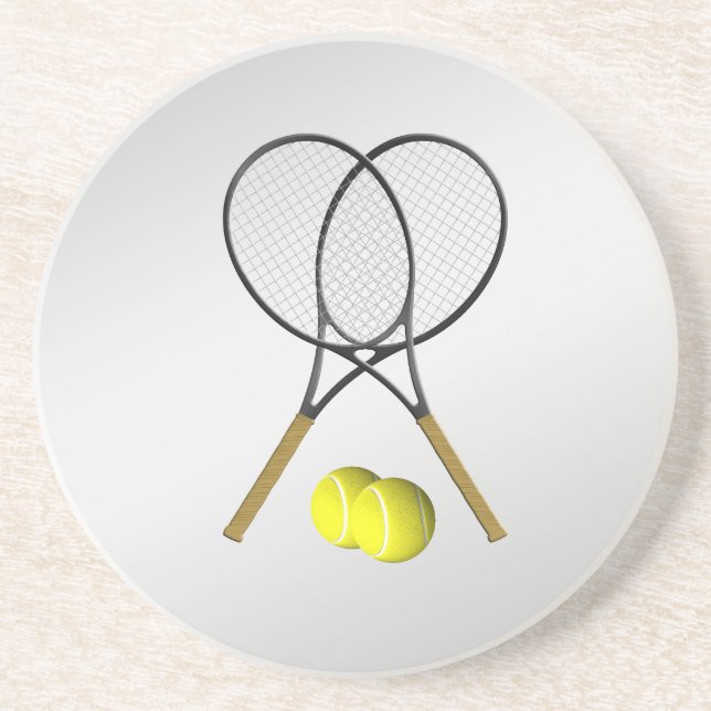 Doubles Tennis Sport Theme Silver Coaster (Front)