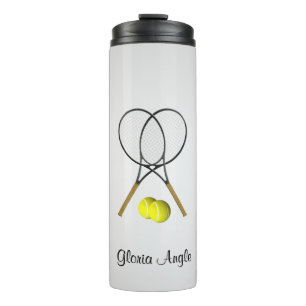 Doubles Tennis Sport Theme Silver Thermal Tumbler