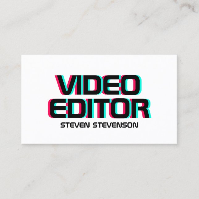 Doubling glitch effect text cover business card (Front)