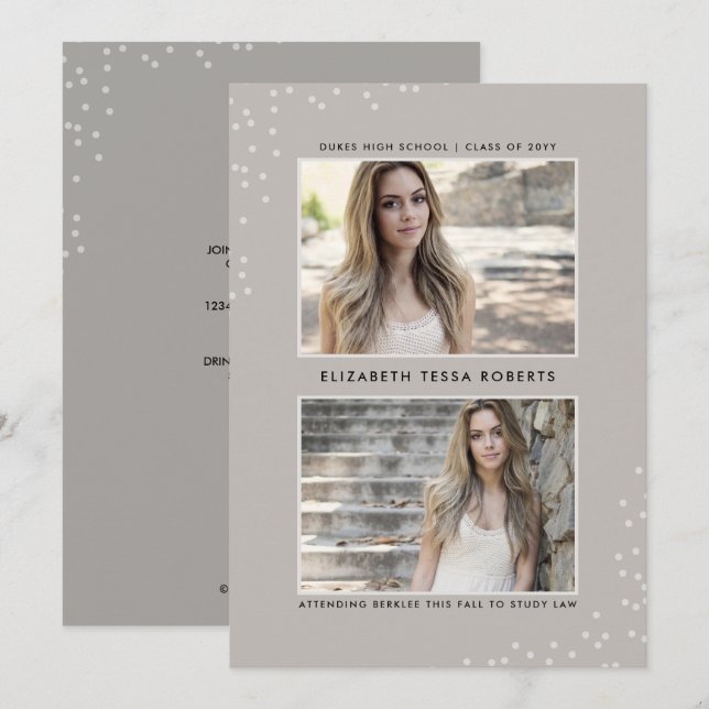 Doubly Dotted Earthy Graduation Announcement (Front/Back)