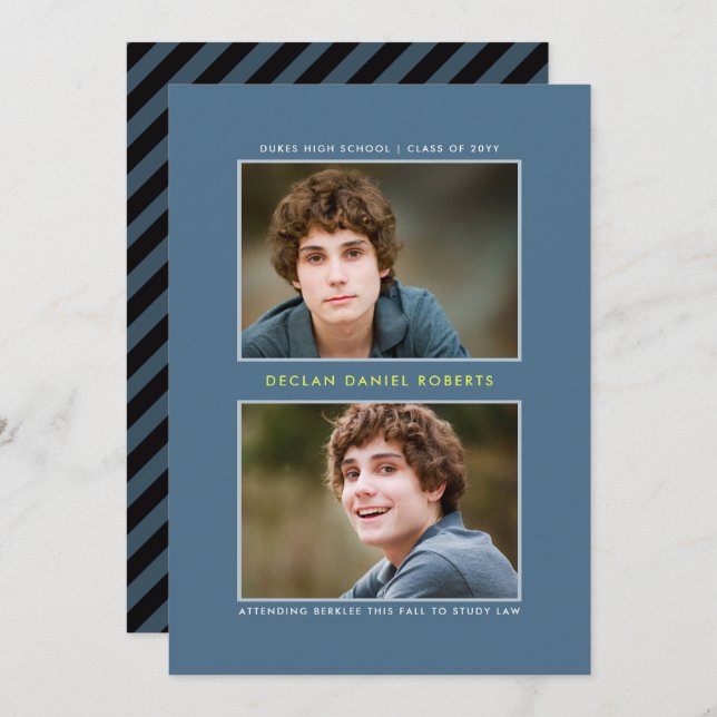 Doubly Striped Graduation Announcement (Front/Back)