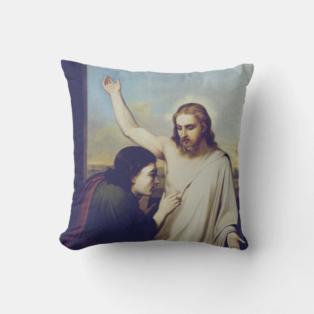 Doubting Saint Thomas by Silvestro Lega  Cushion (Front)