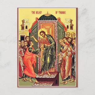 Doubting Thomas and the Risen Christ Icon Postcard