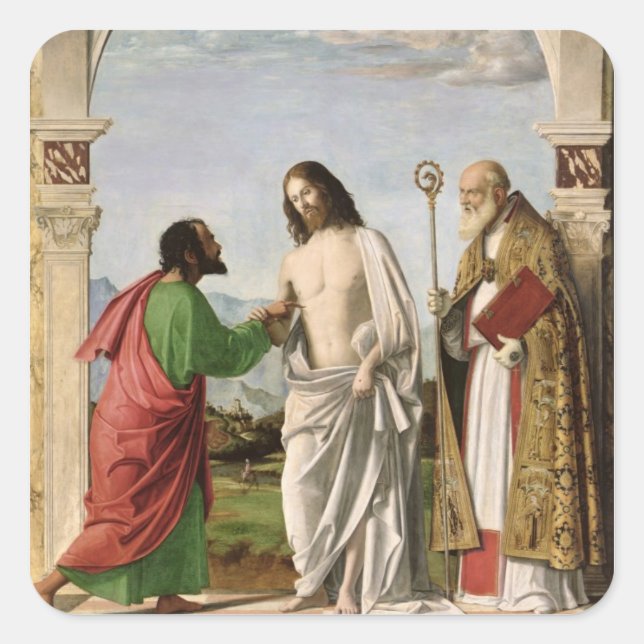 Doubting Thomas with St. Magnus, c.1504-05 Square Sticker (Front)