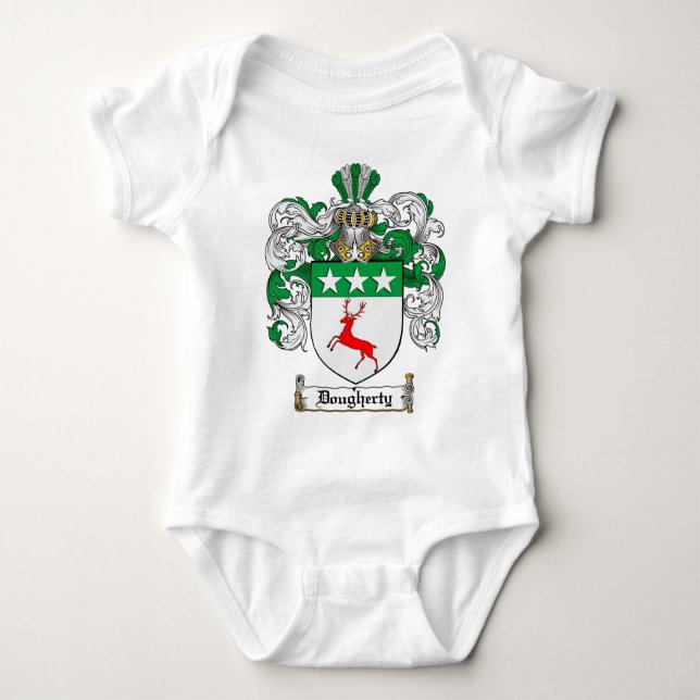 DOUGHERTY FAMILY CREST -  DOUGHERTY COAT OF ARMS BABY BODYSUIT (Front)