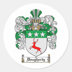 DOUGHERTY FAMILY CREST -  DOUGHERTY COAT OF ARMS CLASSIC ROUND STICKER