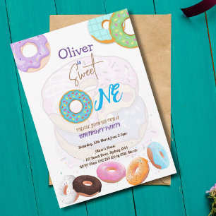 Doughnut 1st birthday boy  invitation