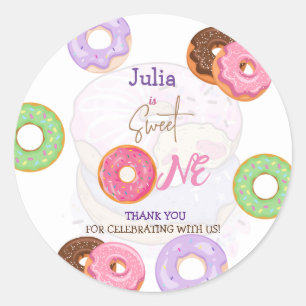 Doughnut 1st birthday girl classic round sticker