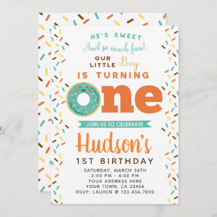 Doughnut 1st Birthday Invitation