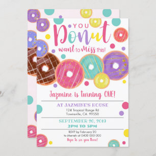 Doughnut 1st Birthday Invitation, Doughnut Miss it Invitation