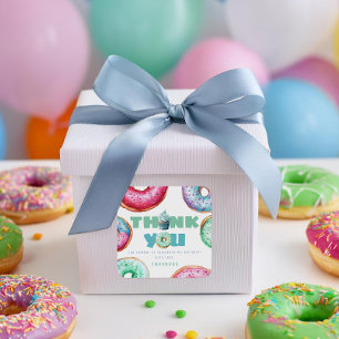 Doughnut 1st Birthday Party Boy Cute Thank You Fav Square Sticker