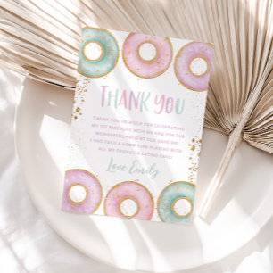 Doughnut 1st Birthday Party Flat Thank You Card Aq
