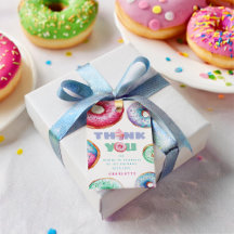 Doughnut 1st Birthday Party Girl Cute Thank You Fa