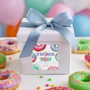 Doughnut 1st Birthday Party Girl Cute Thank You Fa Square Sticker