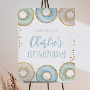 Doughnut 1st Birthday Party Welcome Sign Poster Bo