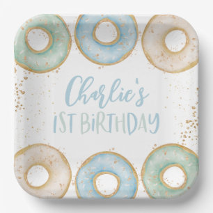 Doughnut 1st Birthday Personalised Party Paper Pla Paper Plate