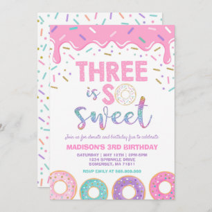 Doughnut 3rd Birthday Invite Doughnut Three Is Swe