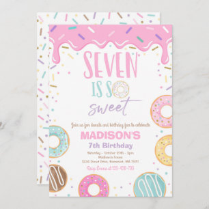 Doughnut 7th Birthday Party Seven Is So Sweet Invitation