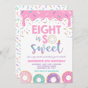 Doughnut 8th Birthday Invite Doughnut Eight Is Swe