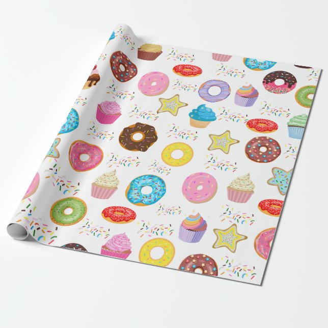 Doughnut and Cupcakes Wrapping Paper (Unrolled)