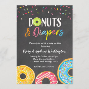 Doughnut and Diapers Chalkboard Baby Sprinkle Invitation
