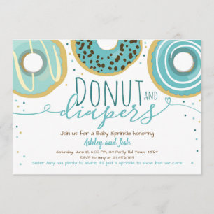 Doughnut and Diapers Sprinkle Boy Coed Baby Shower Invitation