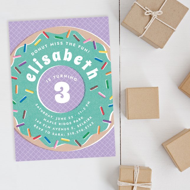 Doughnut and Sprinkles Birthday Party Invitation (Creator Uploaded)