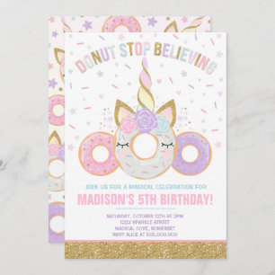 Doughnut And Unicorn Invitation Doughnut Stop