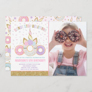Doughnut And Unicorn Invitation Doughnut Stop