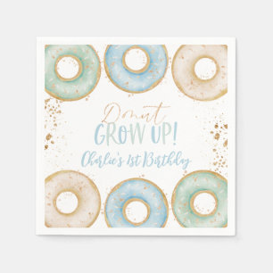 Doughnut Aqua Gold 1st Birthday Napkins Boys Birth