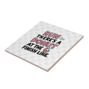 Doughnut at the Finish Line Funny Fitness Motivati Ceramic Tile