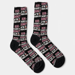 Doughnut at the Finish Line Funny Fitness Motivati Socks