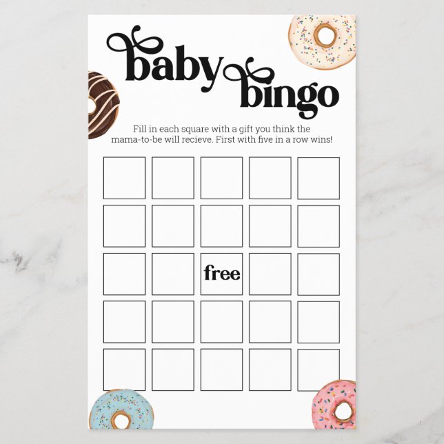 Doughnut Baby Bingo Game Flyer (Front)
