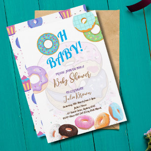 Doughnut Baby Shower boy Invitation