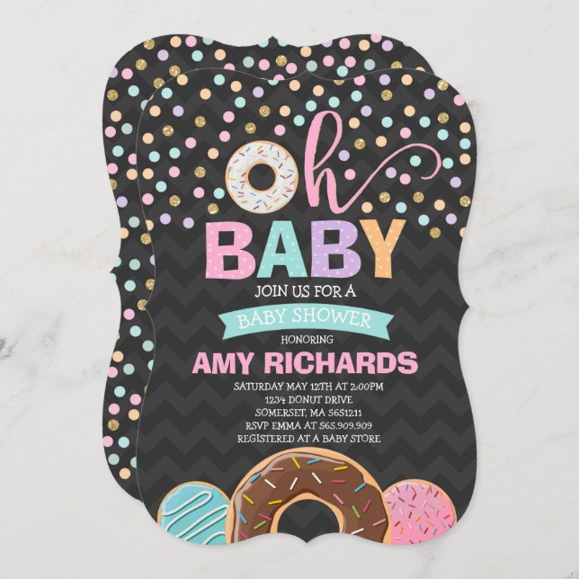 Doughnut Baby Shower Invitation Doughnut Sprinkle  (Front/Back)