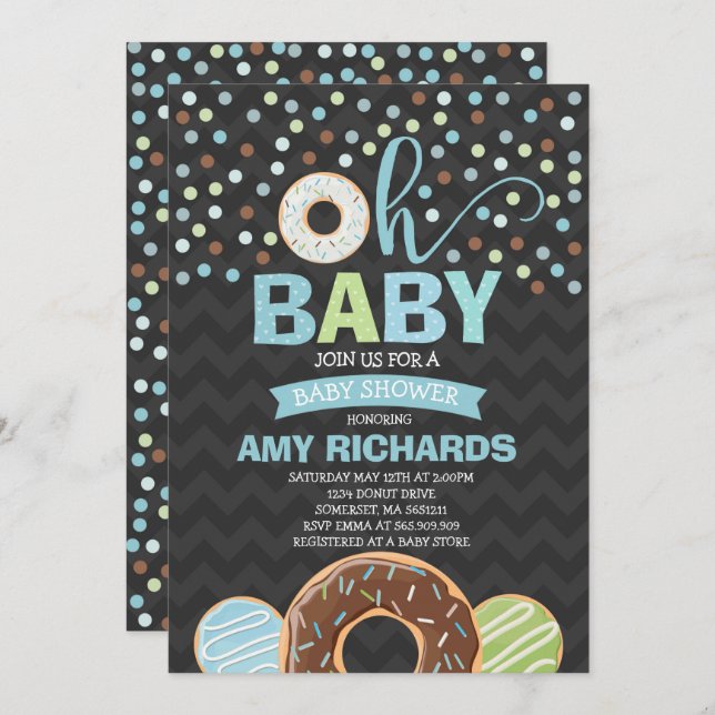 Doughnut Baby Shower Invitation Doughnut Sprinkle  (Front/Back)