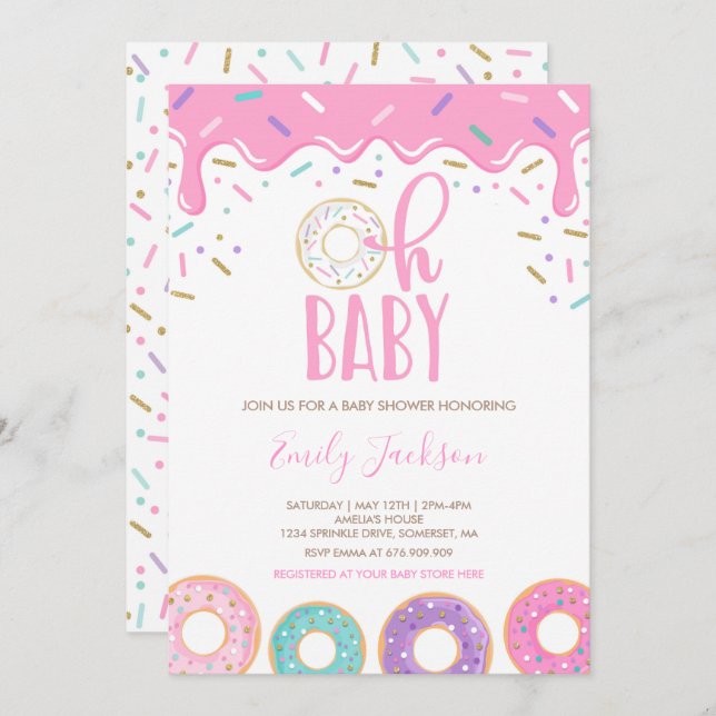 Doughnut Baby Shower Invitation Oh Baby Doughnut S (Front/Back)