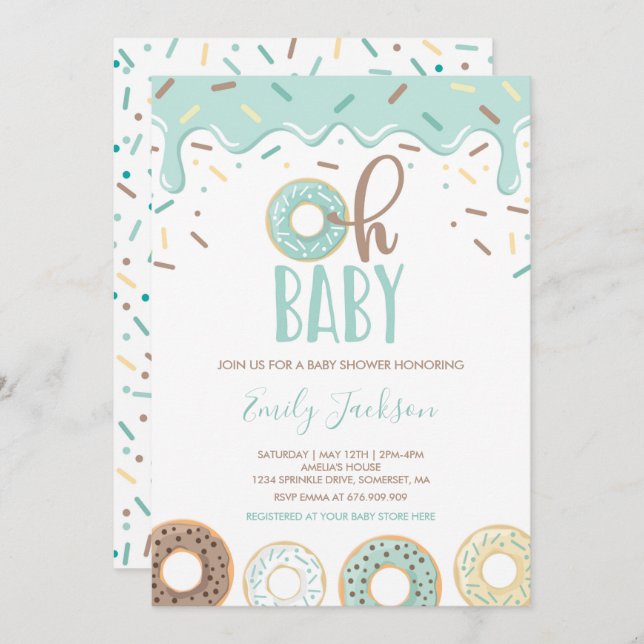Doughnut Baby Shower Invitation Oh Baby Doughnut S (Front/Back)