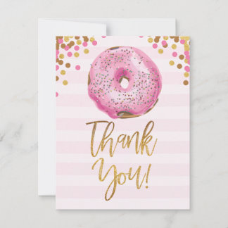 Doughnut Baby Shower Thank You Card Girl Pink