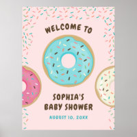 Doughnut Baby Shower Welcome Sign Printed Poster