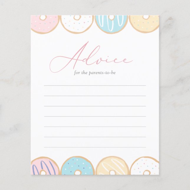 Doughnut Baby Sprinkle Advice for Parents Card (Front)