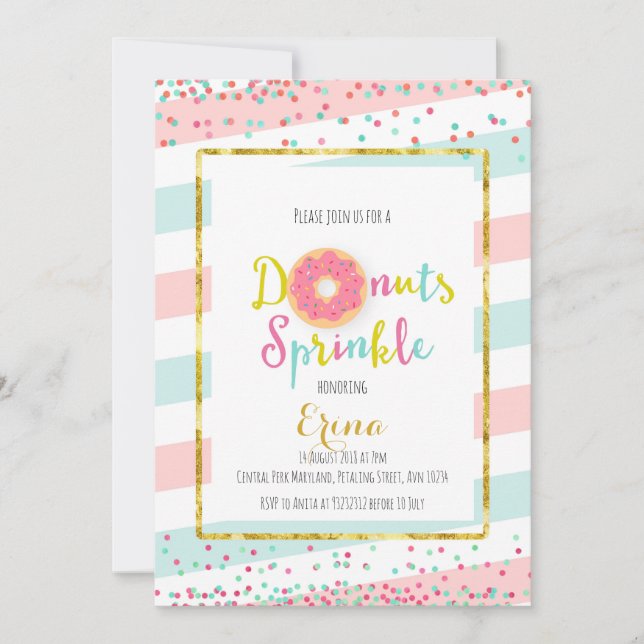 Doughnut Baby Sprinkle Invitation (Front)