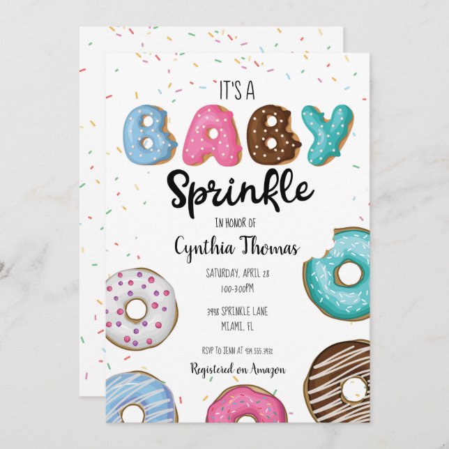 Doughnut Baby Sprinkle Invitation (Front/Back)